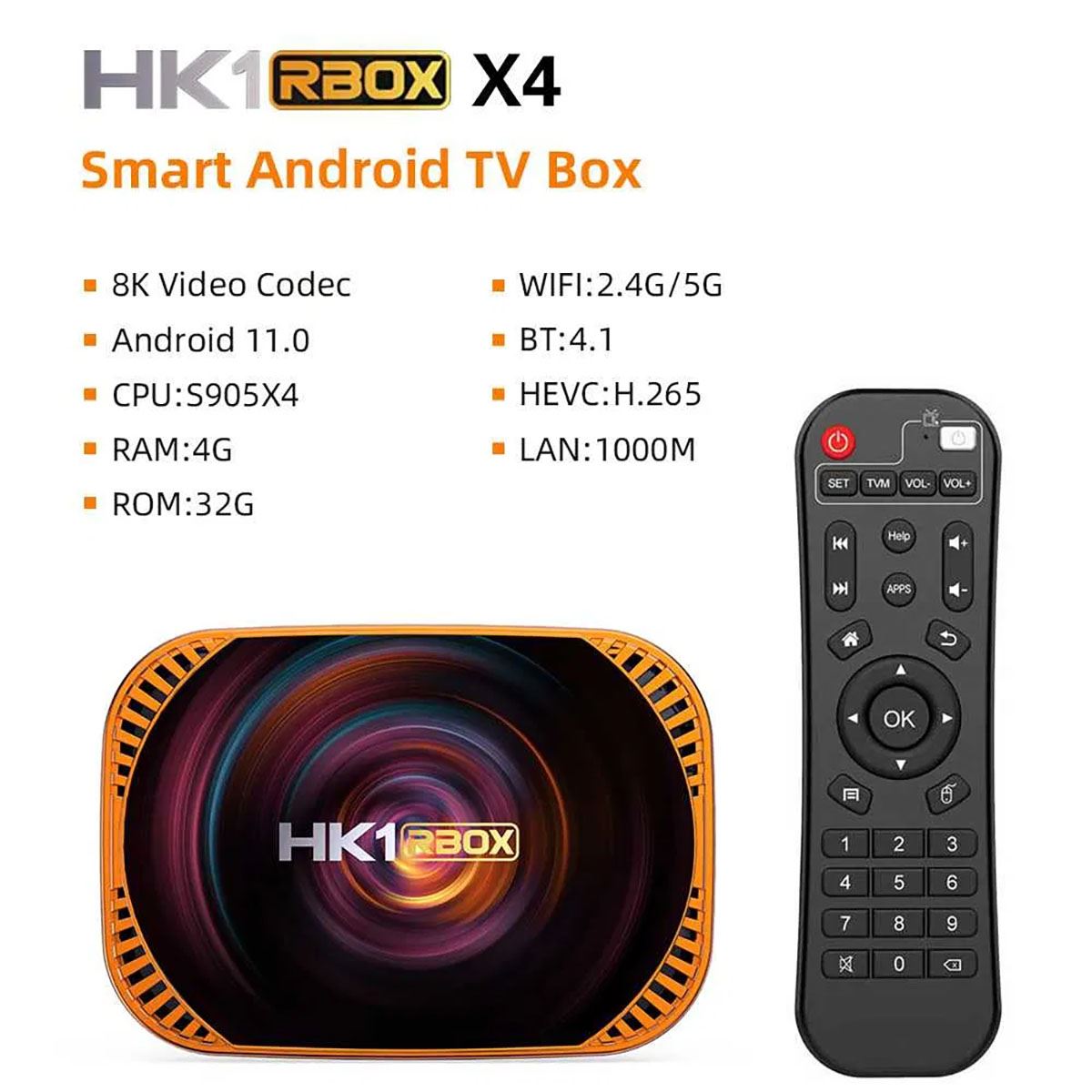 Краткие технические характеристики притсавки smart TV box HK1 RBOX X4